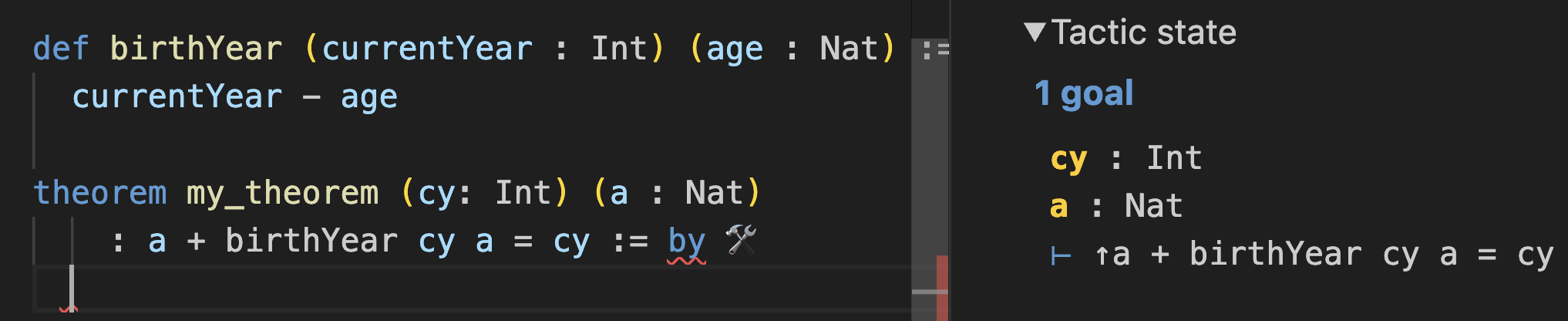 Goal: ↑a + birthYear cy a = cy