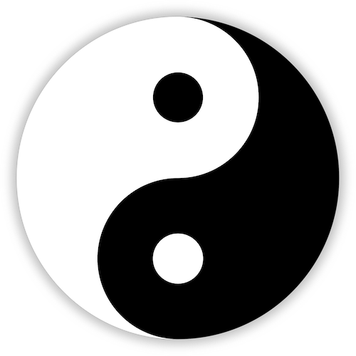 A black and white yin yang symbol